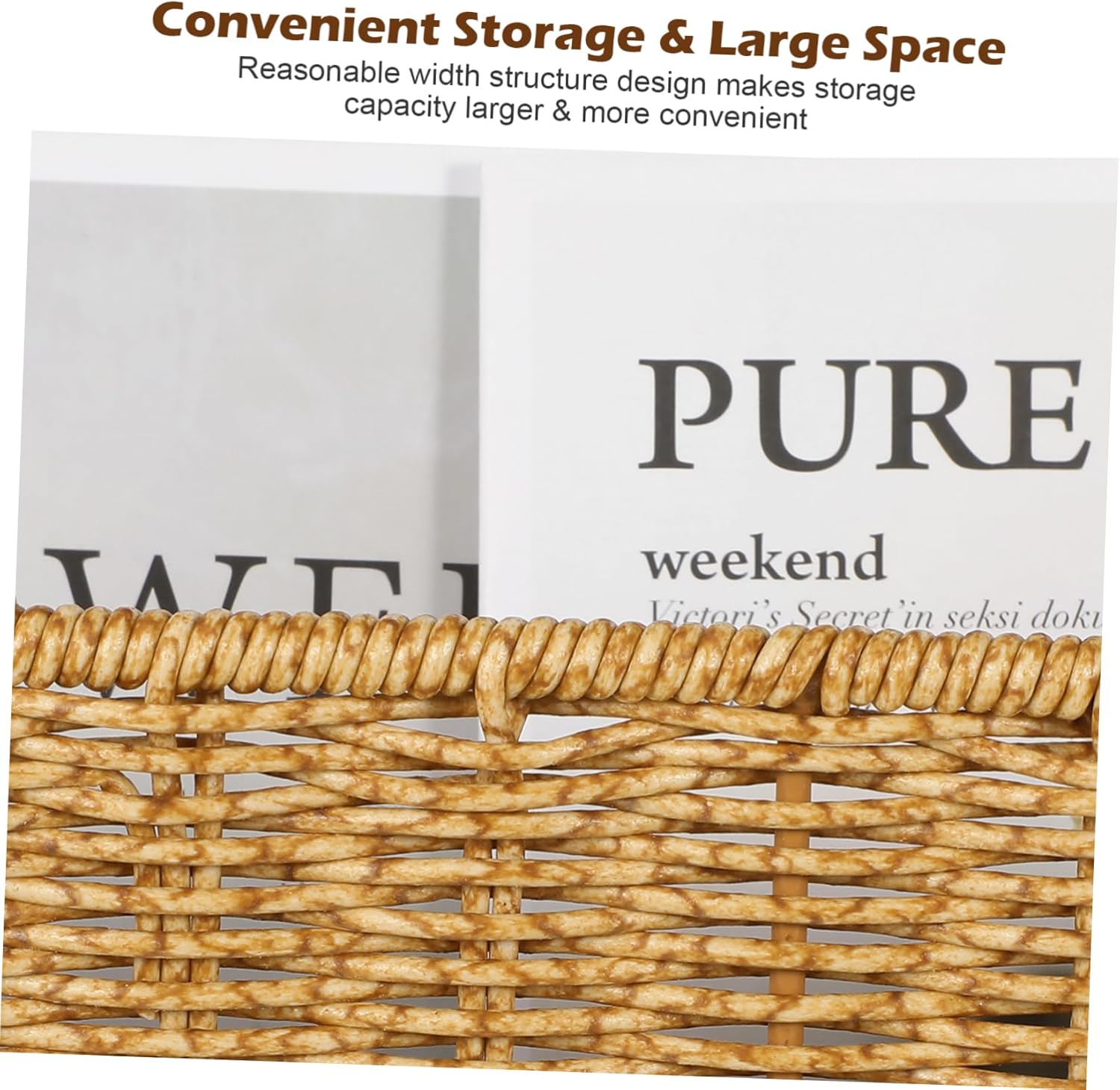 VOSAREA Hollow Handle Woven Storage Basket Capacity Organizer for Sundries Stylish Home for Magazines and More Rustic Charm with Design
