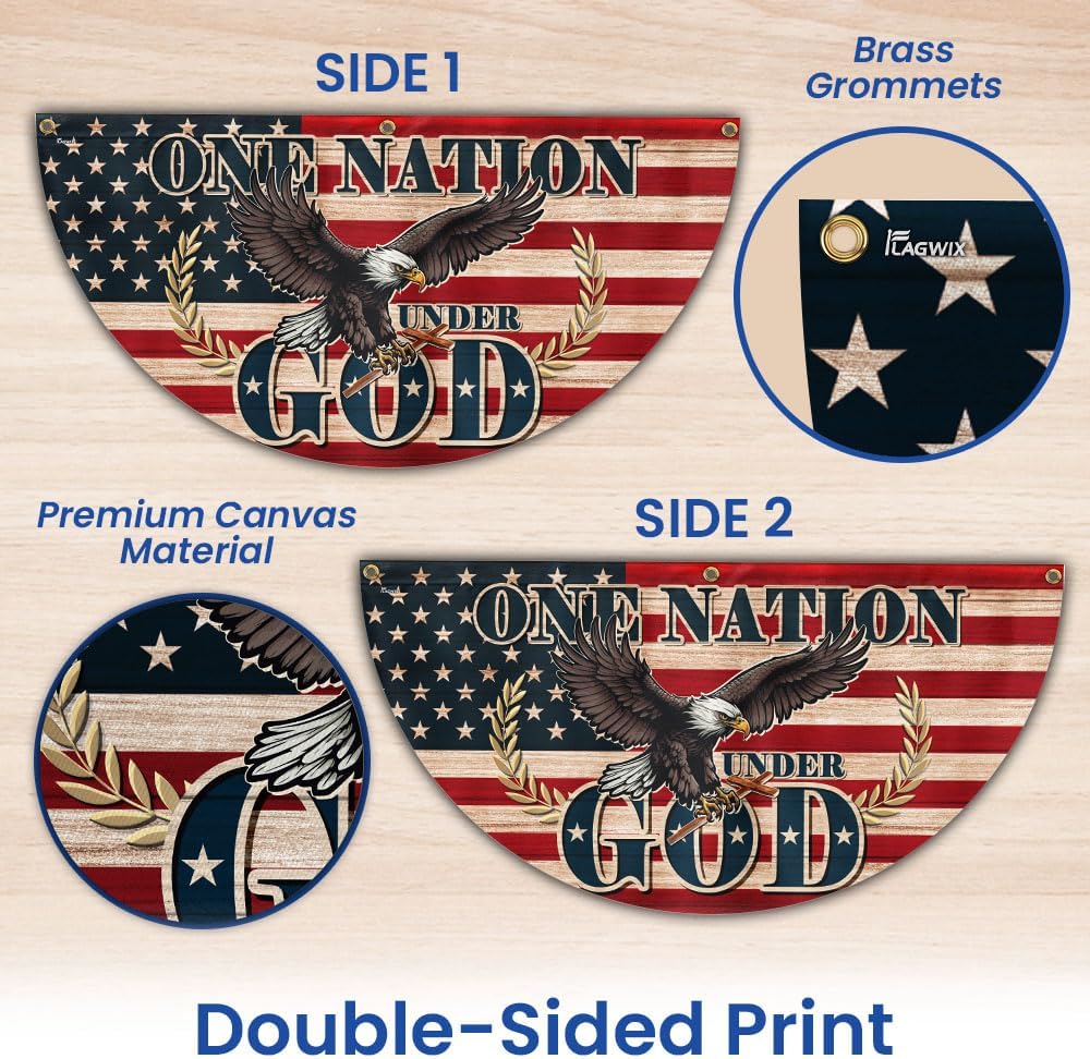 American Flag One Nation Under God Patriotic Eagle 4th Of July Non-Pleated Fan Flag TQN3169FL, 1.5x3 ft, 1 Pack Suitable for Outdoor and Indoor