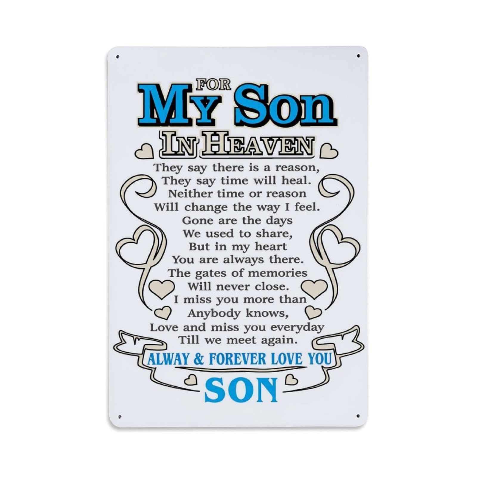 Enderetf Vintage For My Son In Heaven Tin Sign Metal Poster, Home Bar Garage Man Cave Cafe Indoor & Outdoor Wall Decoration 8X12inches