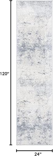 Miniatura 167 de SAFAVIEH Brentwood Collection - Alfombra de área de 9 x 12 pies, gris claro y azul, diseño abstracto moderno, no desprende pelusa y de fácil azul
