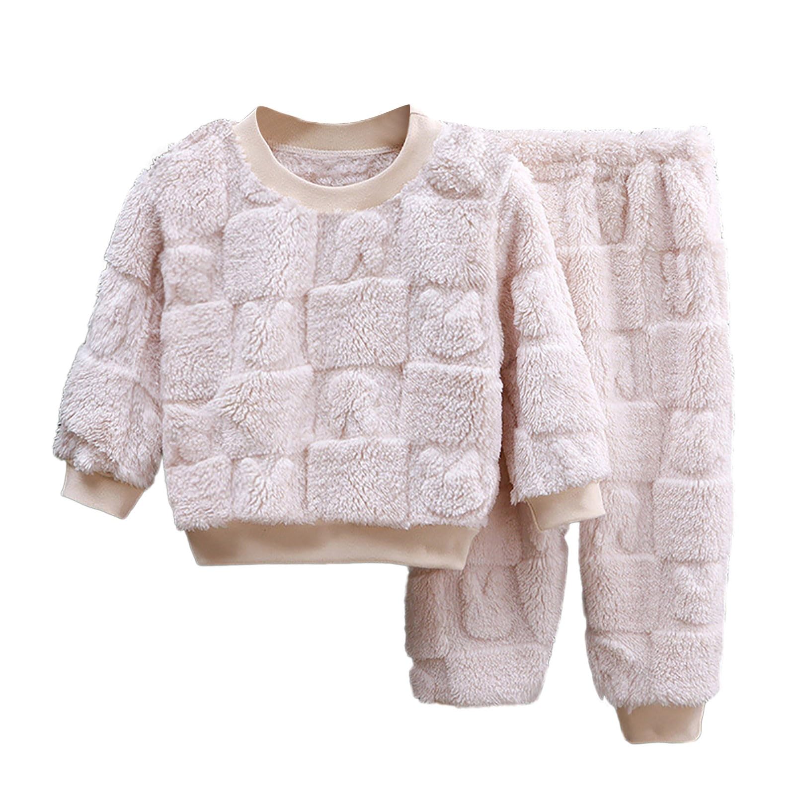 Boys Girls Plush Fuzzy Pullover Tops and Fleece Pants 2 Piece Cute Bunny Warm Cozy Sets Kids Soft Comfy Thicken Winter Outfit