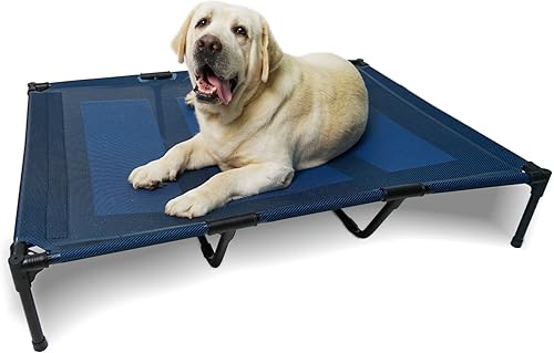 Fuzzywoozy Cama elevada para perro, camas elevadas para perros al aire libre con pies antideslizantes, mascotas de hasta 5070150 libras (XL, azul)