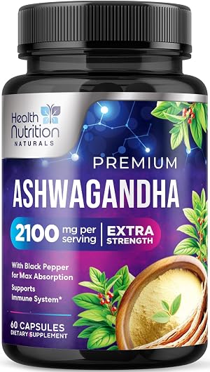 Ashwagandha Supplements - 2100mg Ashwagandha Capsule for Women Men Natural Antioxidant Support Ashwa Root Extract Extra Strength Calm