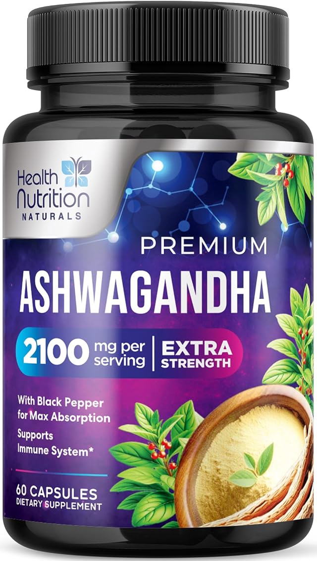Ashwagandha Supplements - 2100mg Ashwagandha Capsule for Women Men Natural Antioxidant Support Ashwa Root Extract Extra Strength Calm