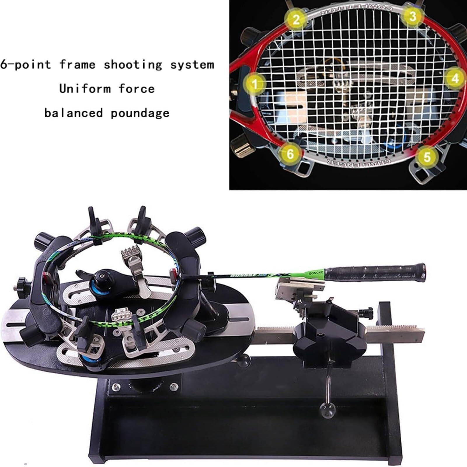 Incordatrice per Racchette a manovella da Tavolo, incordatrice per Racchette da Badminton, Display Fisso/in Scala a 6 Punti