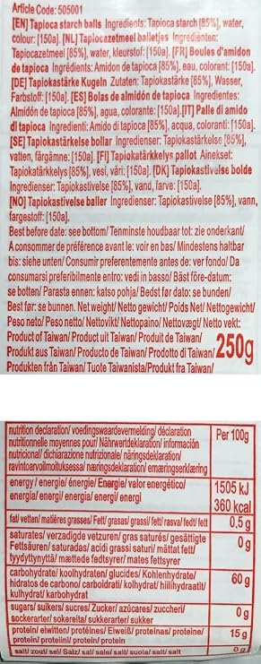 WaNaHong Premium Black Tapioca Pearls Milk Tea Boba 250g [Made in Taiwan]