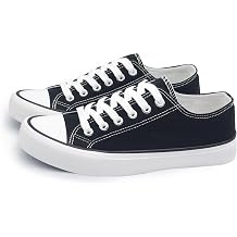 ANTLULU Womens Canvas Shoes Low Top and Lace up Fashion Casual Sneakers Black and White Classic