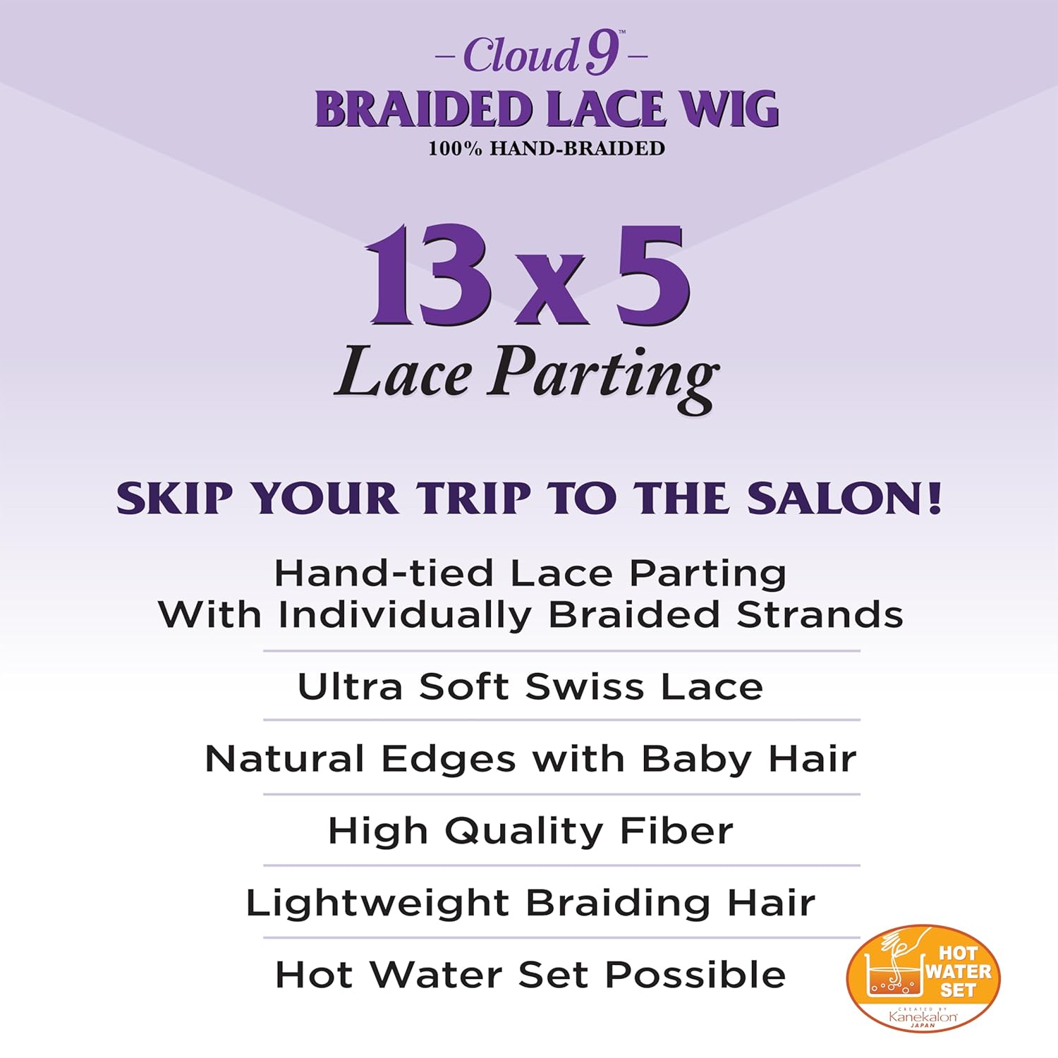 Sensationnel Cloud9 13X5 Braided Wig - Side Part Cornrow Hand Tied Swiss Lace Braided Wig With Large Parting Area (1B OFFBLACK)