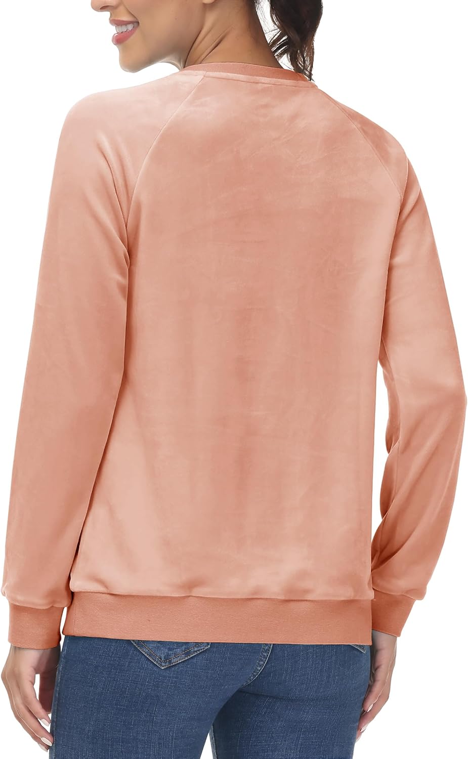 MAGCOMSEN Women's Velour Sweatshirts Crewneck Long Sleeve Casual Pullover Soft Warm Shirts Velvet Tops Winter Fall - Image 3