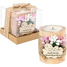 Wooden Candle Holders (Set of 10), Baby Shower Favors, Candle Favors for Guests, Baby Christening Party Favors for Guests.(Light brown-pink)