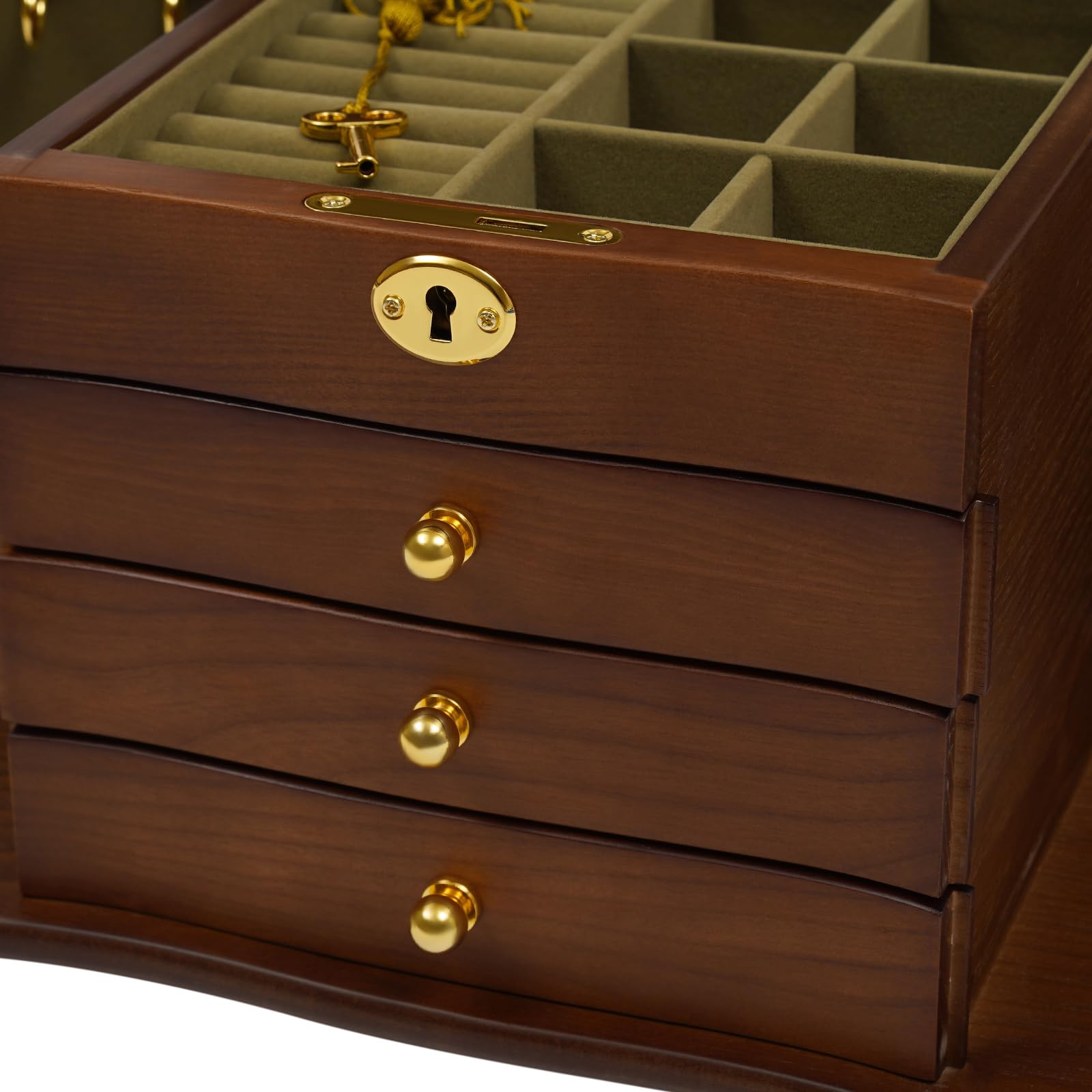 Portagioie Da Tavolo Con Cassetto: Organizer Vintage In Legno E Metallo Per Collane, Orecchini E Anelli - 2