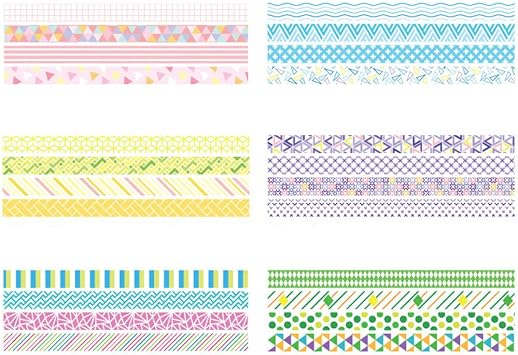 YUBBAEX 24 Rolls Washi Tape Set Basic Skinny Masking Decorative Tapes for Arts, DIY Crafts, Journals, Planners, Scrapbooking, Wrapping (Mini Graphics)