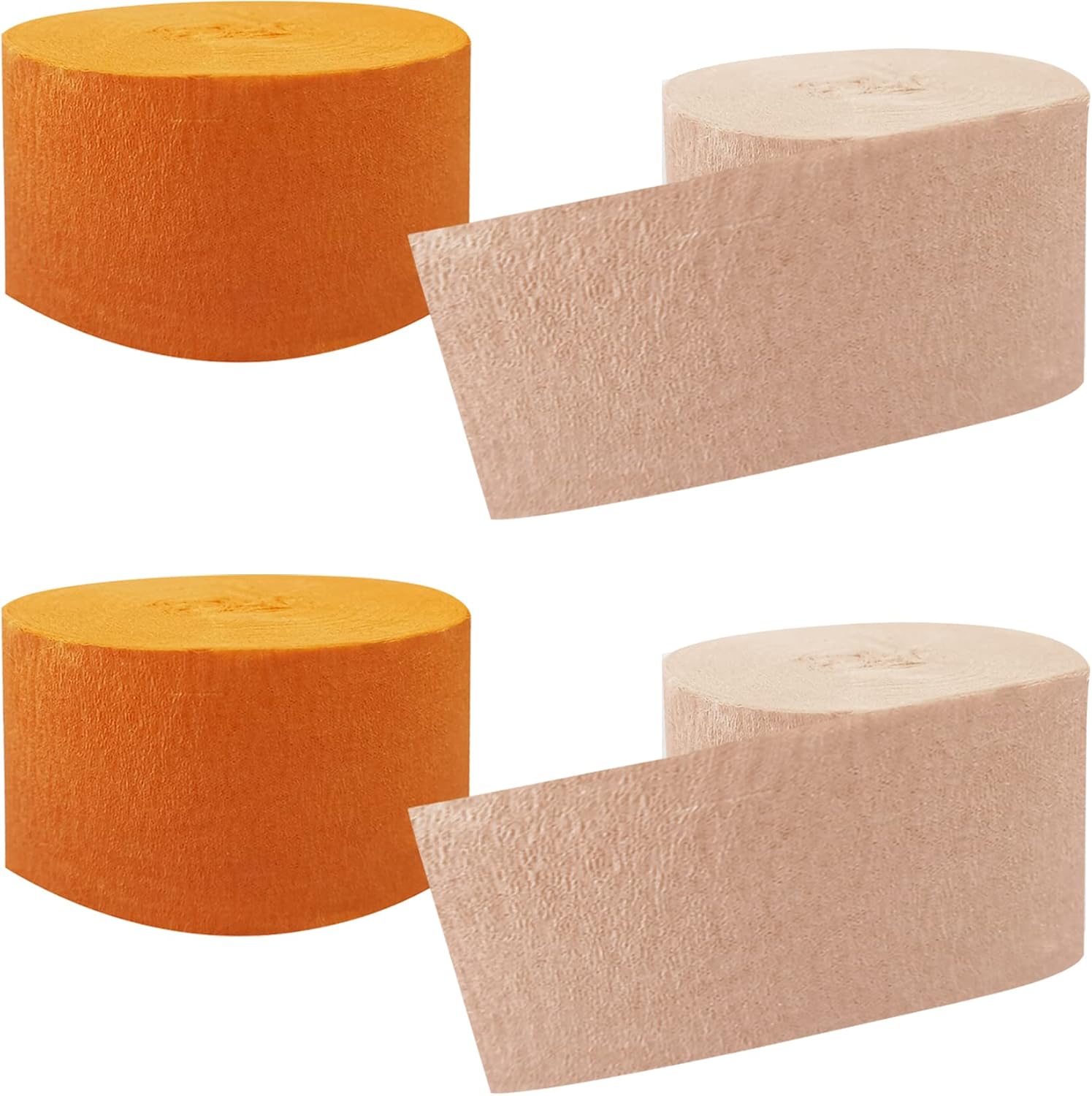 1st Choice Crepe Paper Streamers, 2 Rolls Each Color Party Decorations for Wedding and Festival, 70.5 Feet Long (Orange and Peach)
