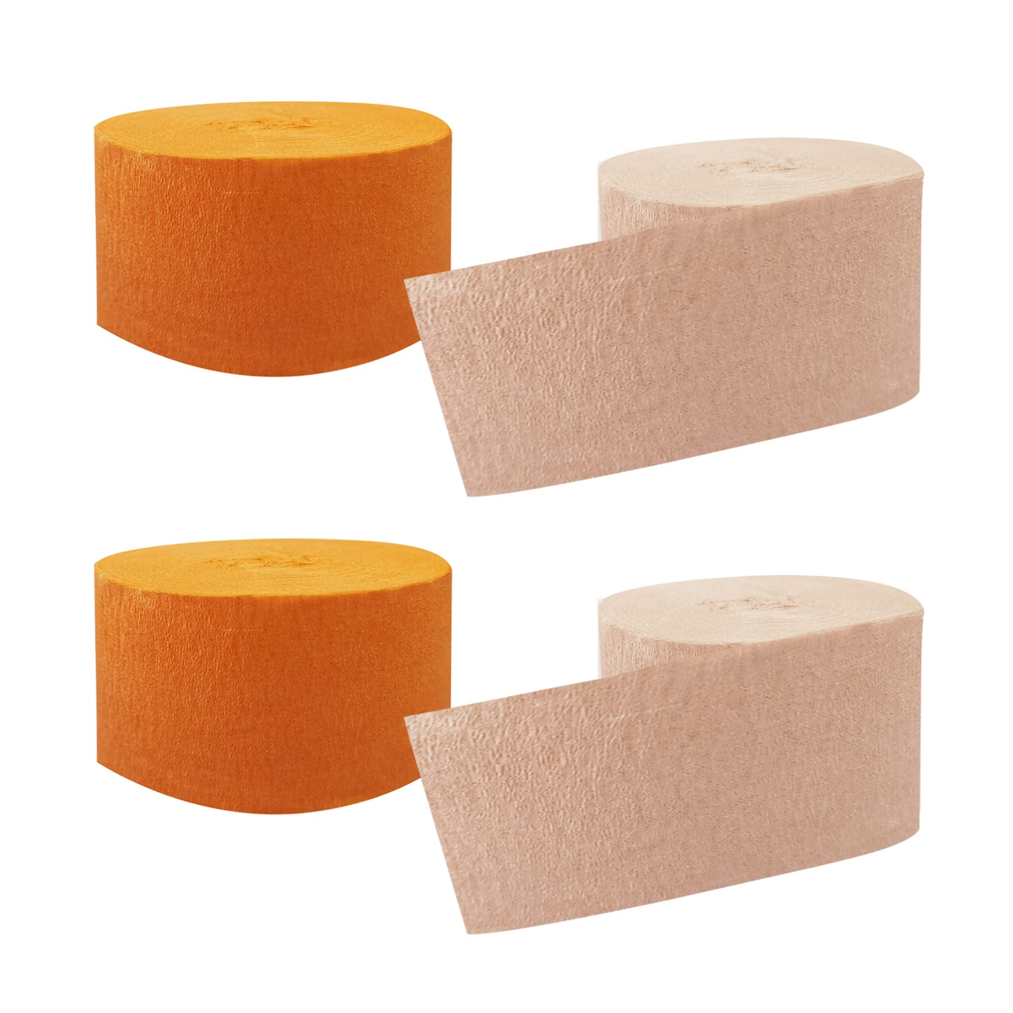 1st Choice Crepe Paper Streamers, 2 Rolls Each Color Party Decorations for Wedding and Festival, 70.5 Feet Long (Orange and Peach)