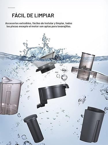 Vista 6 de Qcen Máquina exprimidora, extractor de exprimidor centrífugo de 500 W con boca ancha de 3 pulgadas, canal de alimentación para frutas y verduras