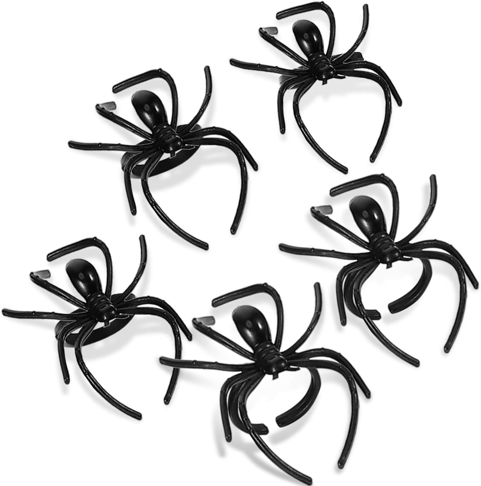 120 Pieces Spider Rings Halloween Rings Plastic Spider Cupcake Topper Bulk Costume Accessories Halloween Party Favors