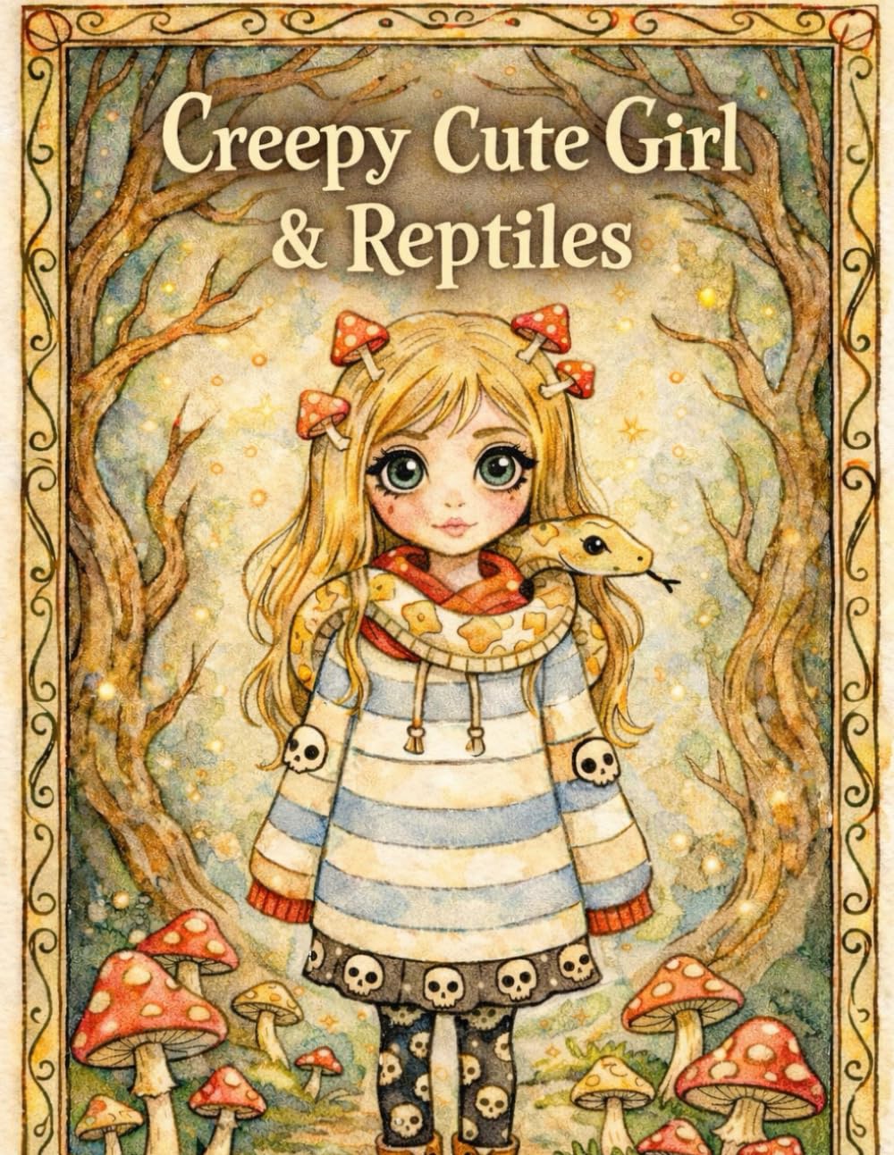 Creepy Cute Girl & Reptiles: A Creepy Cute Coloring Book of Girls and Reptiles