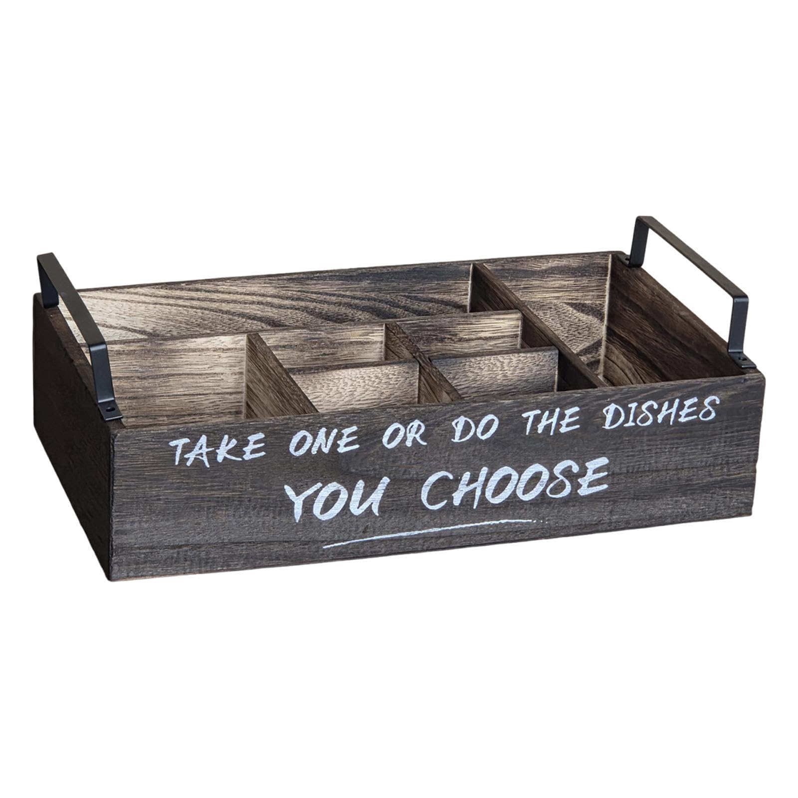 Porte-couverts En Bois, Organiseur de Couverts de Table, Porte-ustensiles avec Sept Compartiments Séparés et Un Design Pratique pour Une Organisation, Brun