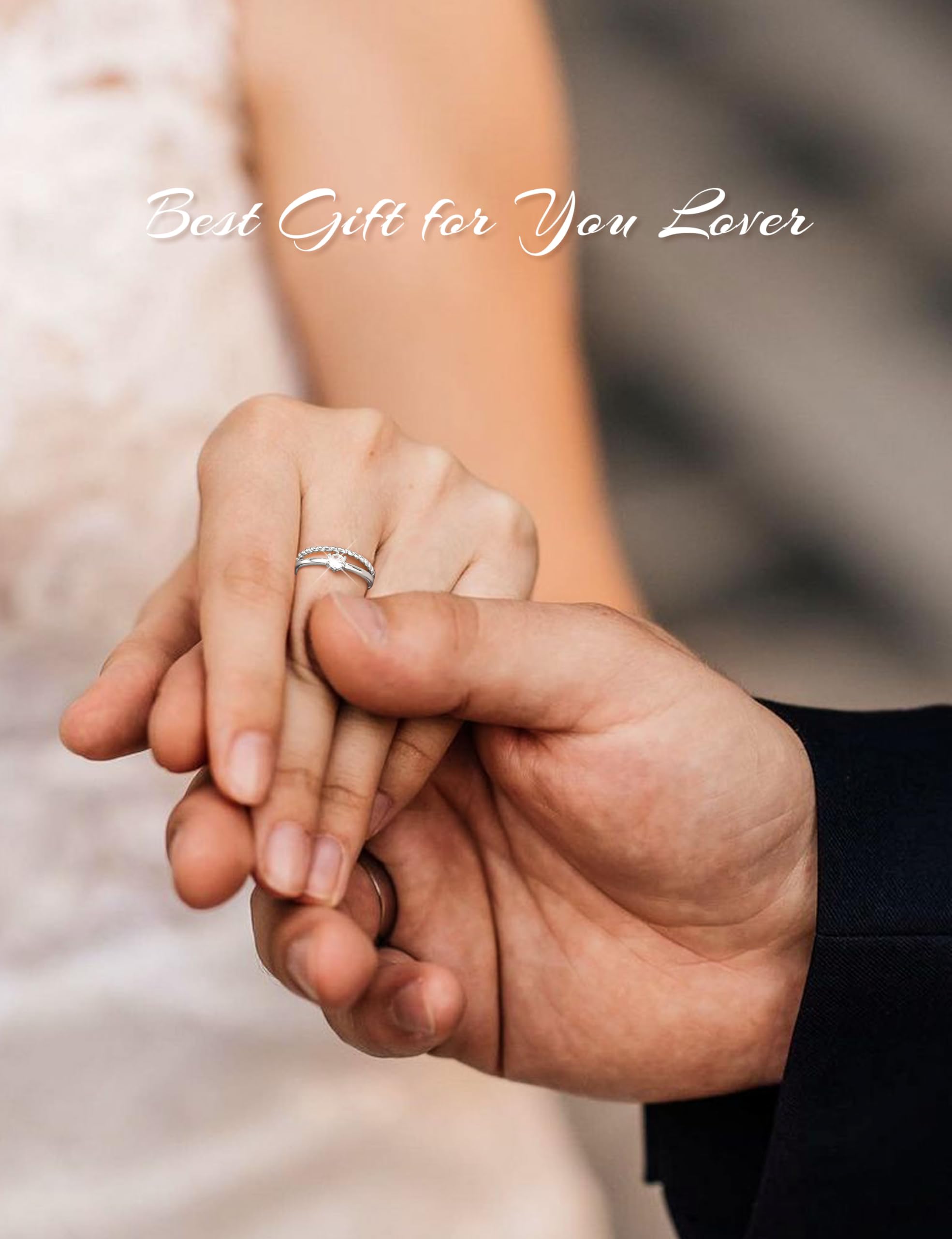 HMJGDHX 925 Sterling Silber Ring für Damen, Verlobungsring, Verstellbarer Zirkonia, Daumenringe, Hochzeit, Ewigkeit, Versprechensringe, Jahrestag, Schmuck, Geschenk (Silber/Gold)
