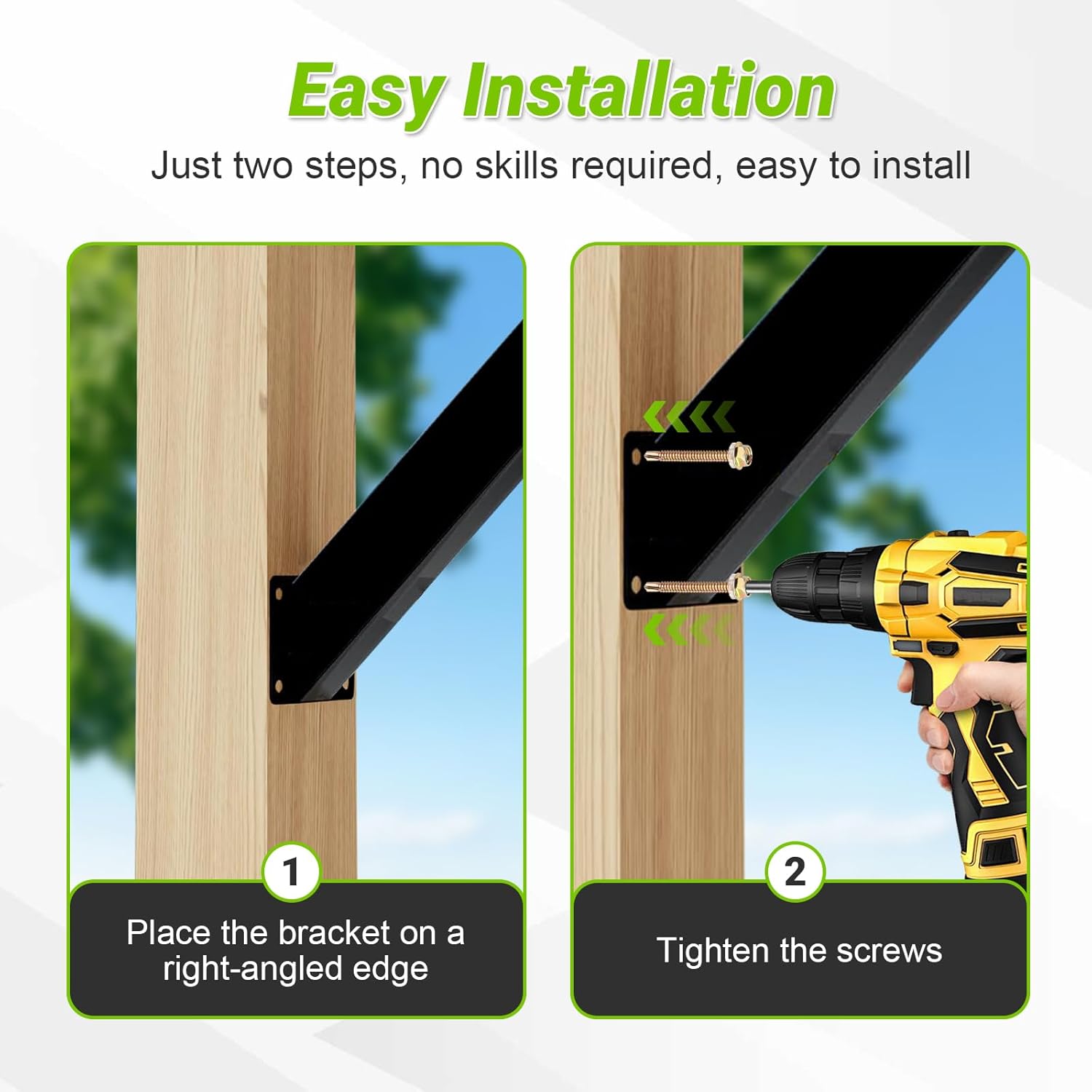 8pcs 45 Degree Angle Support Bracket, 45° Heavy Duty Pergola Brackets Kit, 45 Degree Angle Corner Braces Inside Joint for Wood Post and Beam, Pergolas Gazebo
