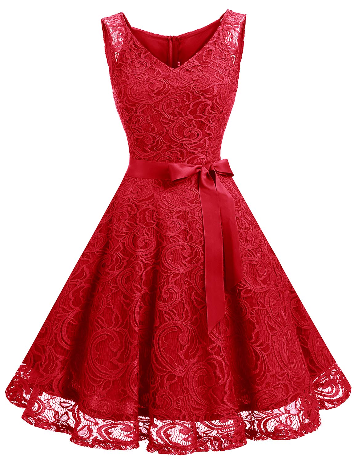 Dressystar Women’s Floral Lace V Neck Short Bridesmaid Cocktail Party Dress