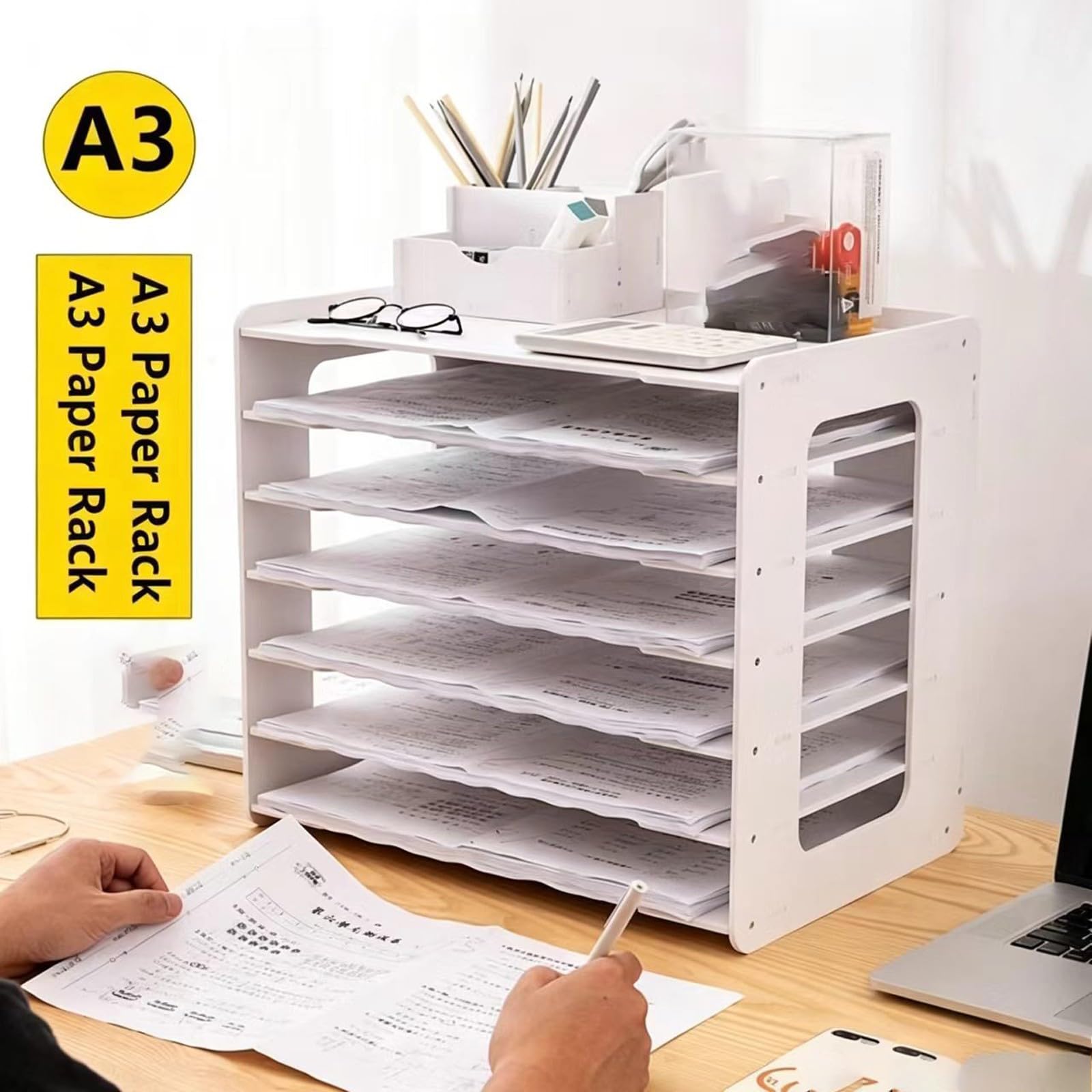 Organizzatore da Scrivania e Accessori per Ufficio, Vassoio Portadocumenti a 3-15 Livelli, Forniture per Ufficio e Organizer da Scrivania(4-A)
