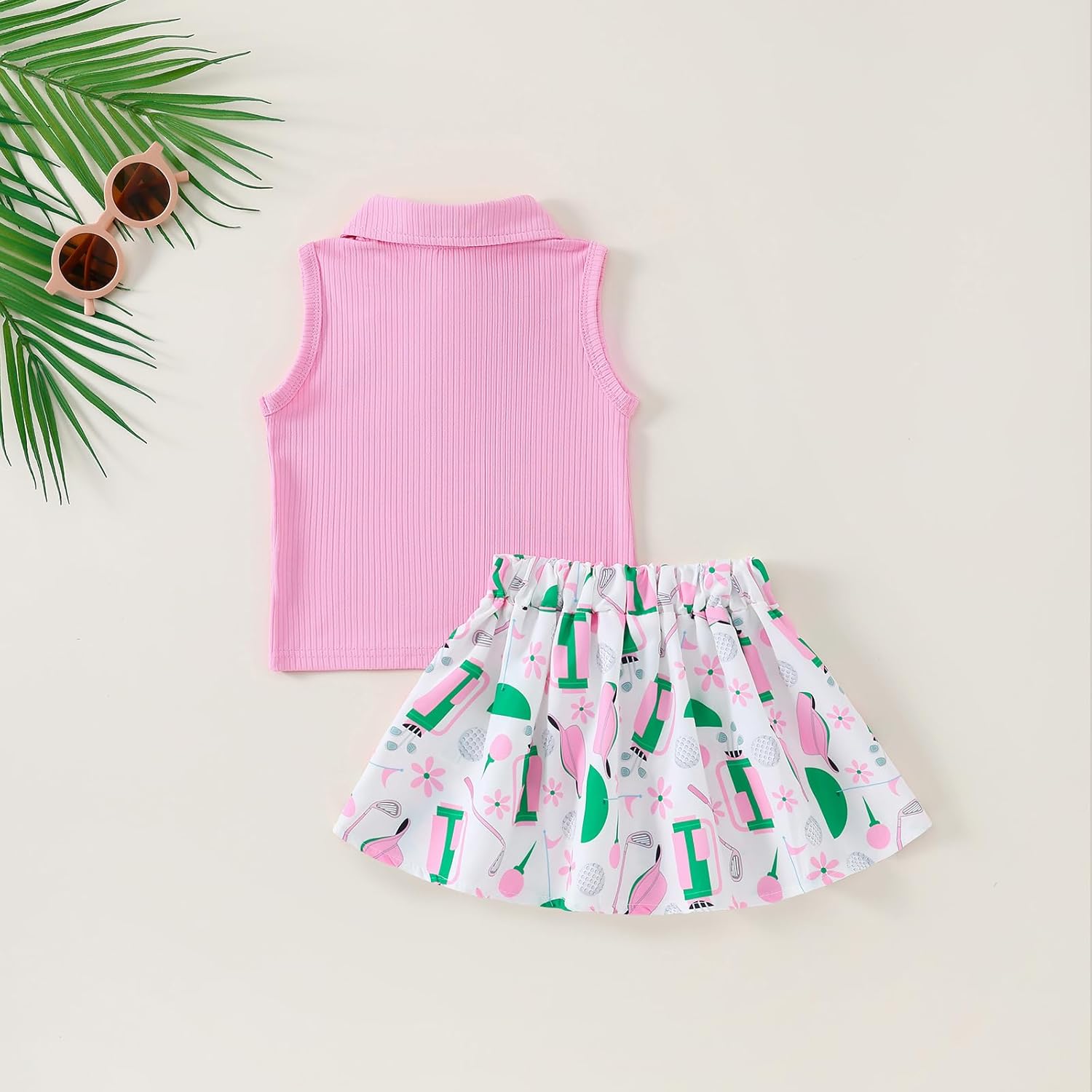 Toddler Baby Girl Golf Outfit Golf Print Polo Shirt Sleeveless Tank Top Mini Skirt Set Cute Girls Summer Clothes - Image 6
