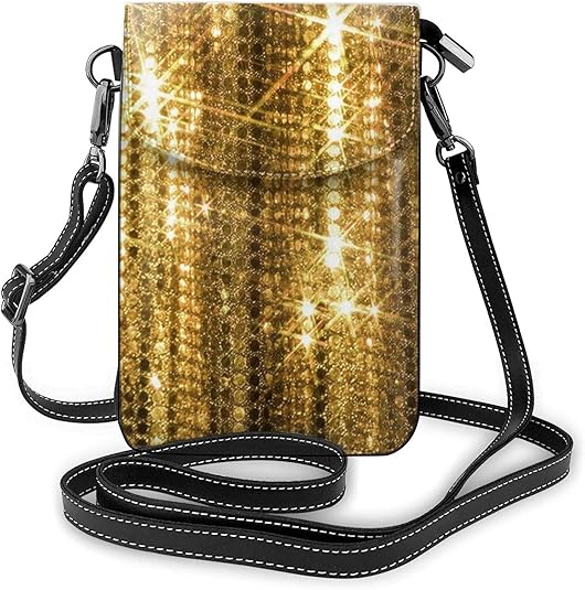 Cell Phone Purse Gold Sequin Sparkle Printed Wallets Crossbody Handbags