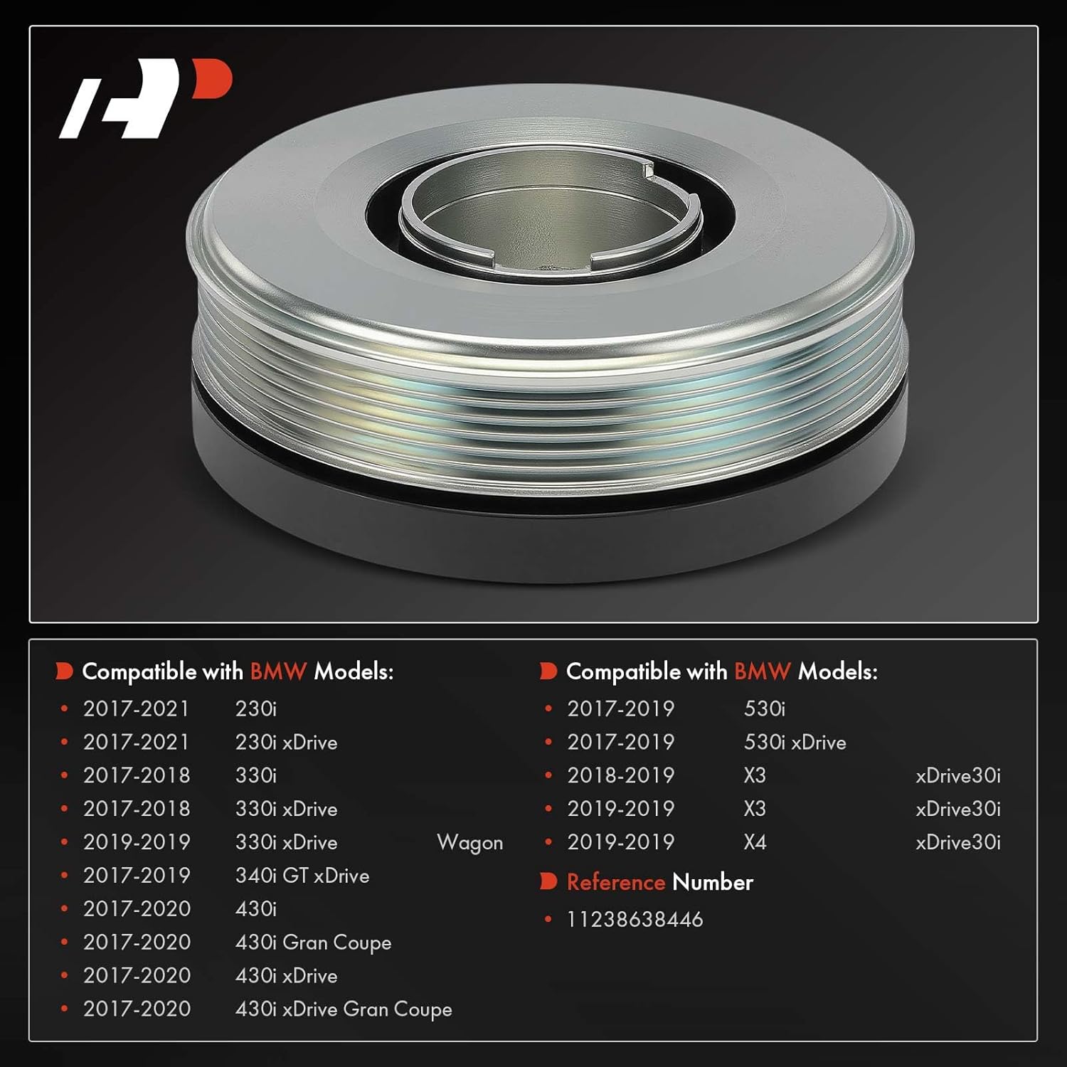 A-Premium Engine Harmonic Balancer Pulley Compatible with BMW 330i 2017-2018, 530i 2017-2019, X3 2018-2019, 430i 2017-2020, 430i xDrive Gran Coupe, X4, 230i, 340i GT 330i 430i 230i 530i xDrive