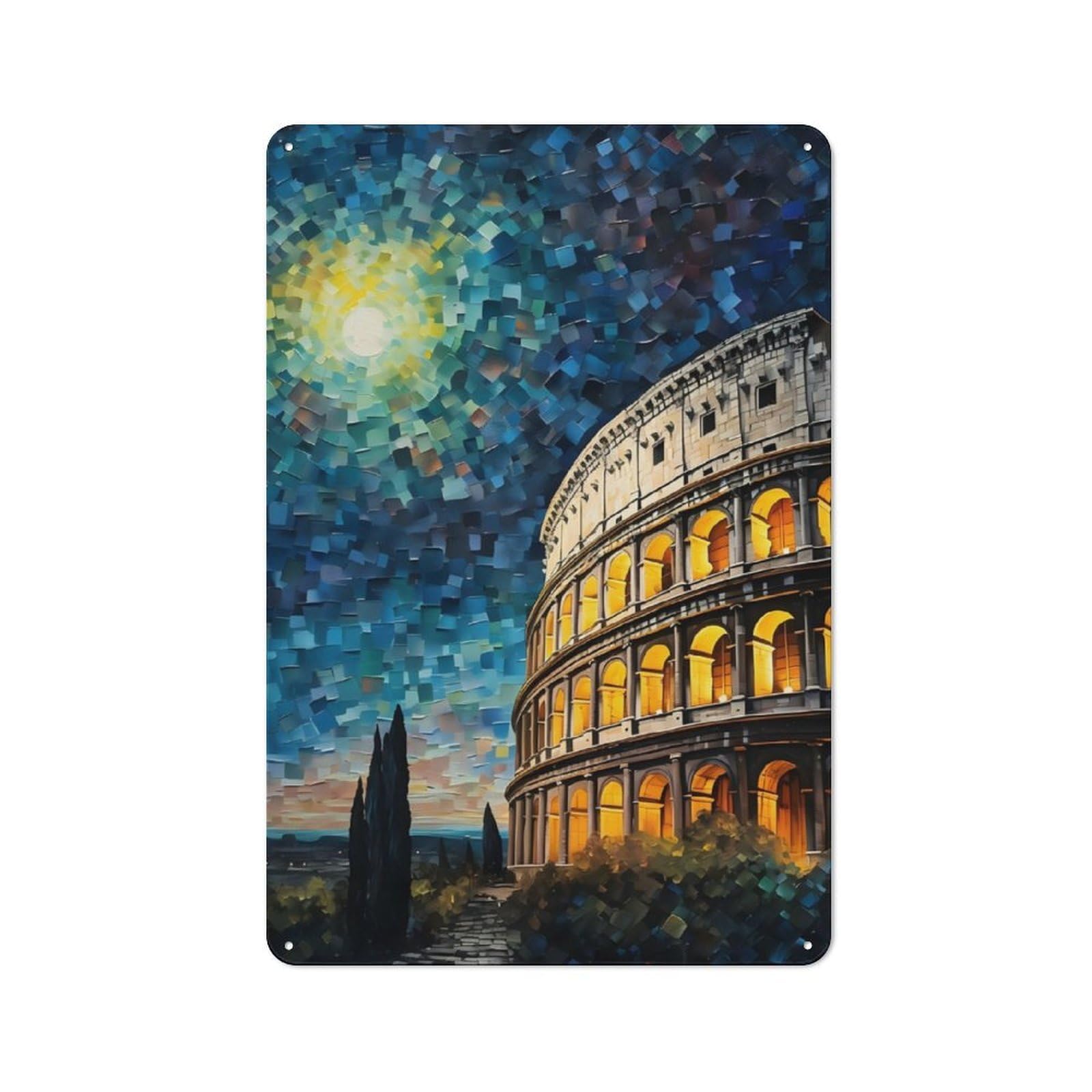Junmoney Colosseum Vintage Tin Sign 30X20cm With For Café Or Restaurant, For Kitchen, Dining Room And Home Bar Wall Decor