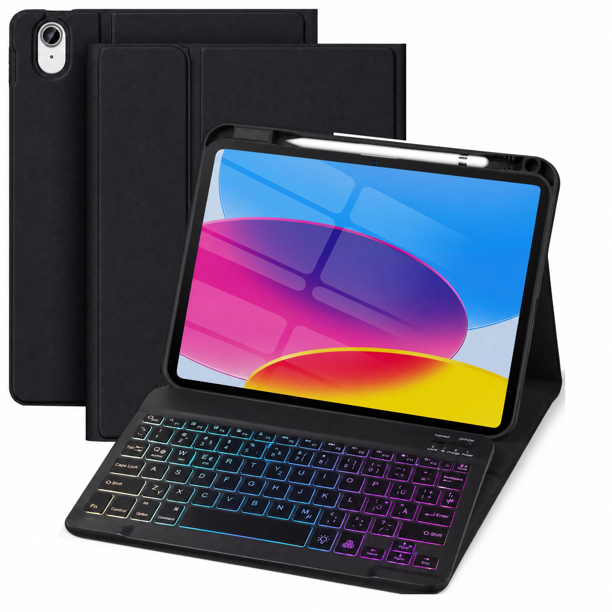 Funda negra con teclado para iPad (A16) 11./10ª generación (2025/2022)