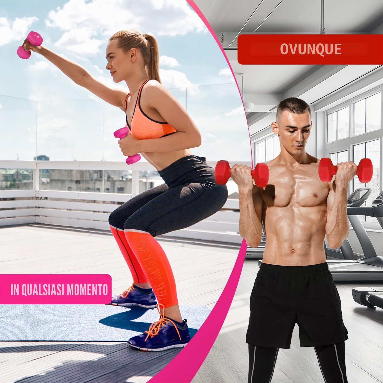 Yes4All Set Manubri Palestra in Neoprene Esagonale - Coppia di Pesi Palestra in Casa, Dumbbells Set