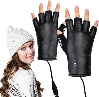 [Mxshc] 加熱手袋、男性用加熱手袋 - USB給電式加熱手袋,冬の手暖かいラップトップ加熱手袋、加熱タッチスクリーン指なしウォーマー充電式デザイン