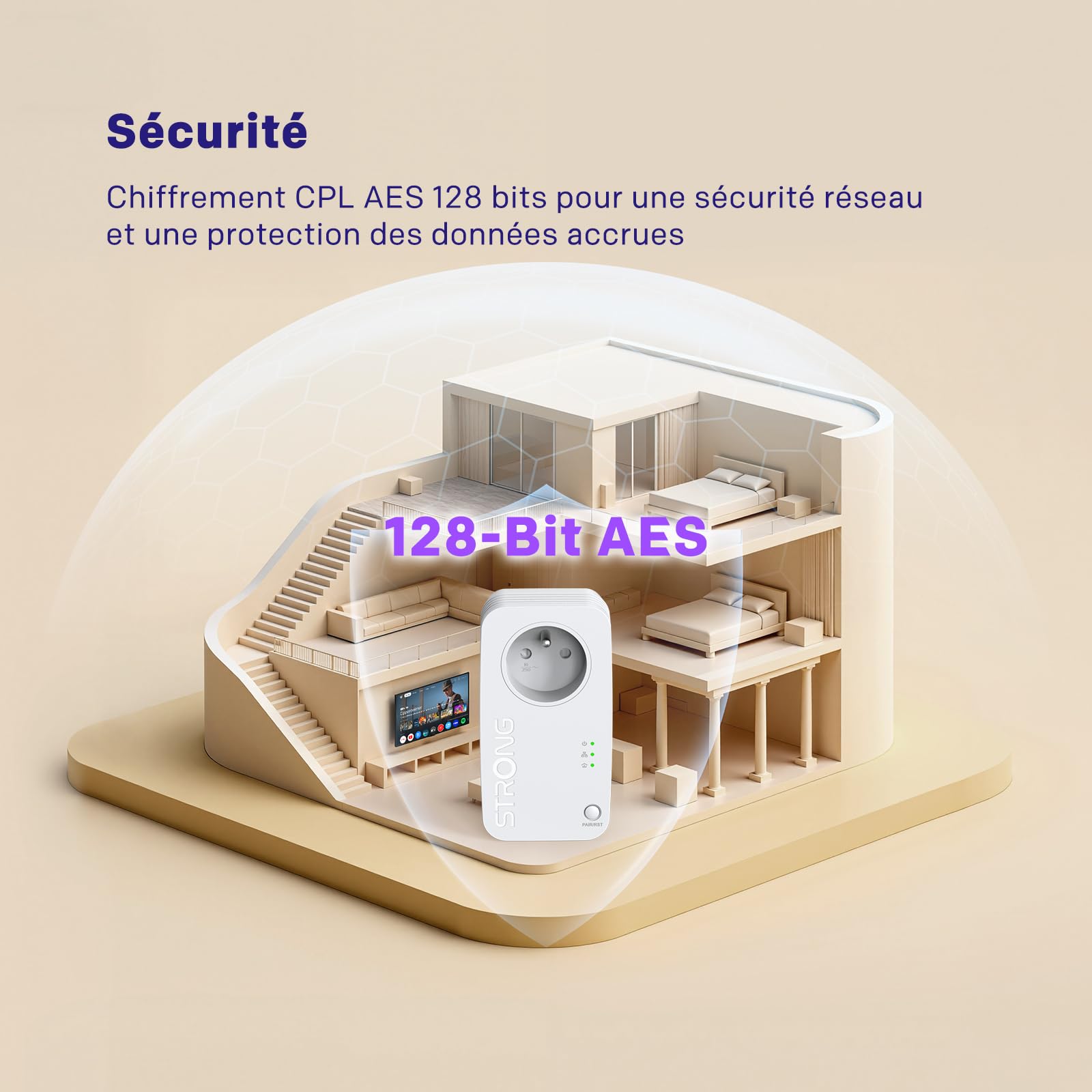 STRONG CPL AV600 Mbps, Prise Intégrée, Box CPL HomePlug AV2, Plug & Play, Compatible avec Toutes Les Box, Port Ethernet 100 Mbps, Mode économie d’énergie, Idéal pour Multi-TV, PC, Kit de 2 (PL600S)