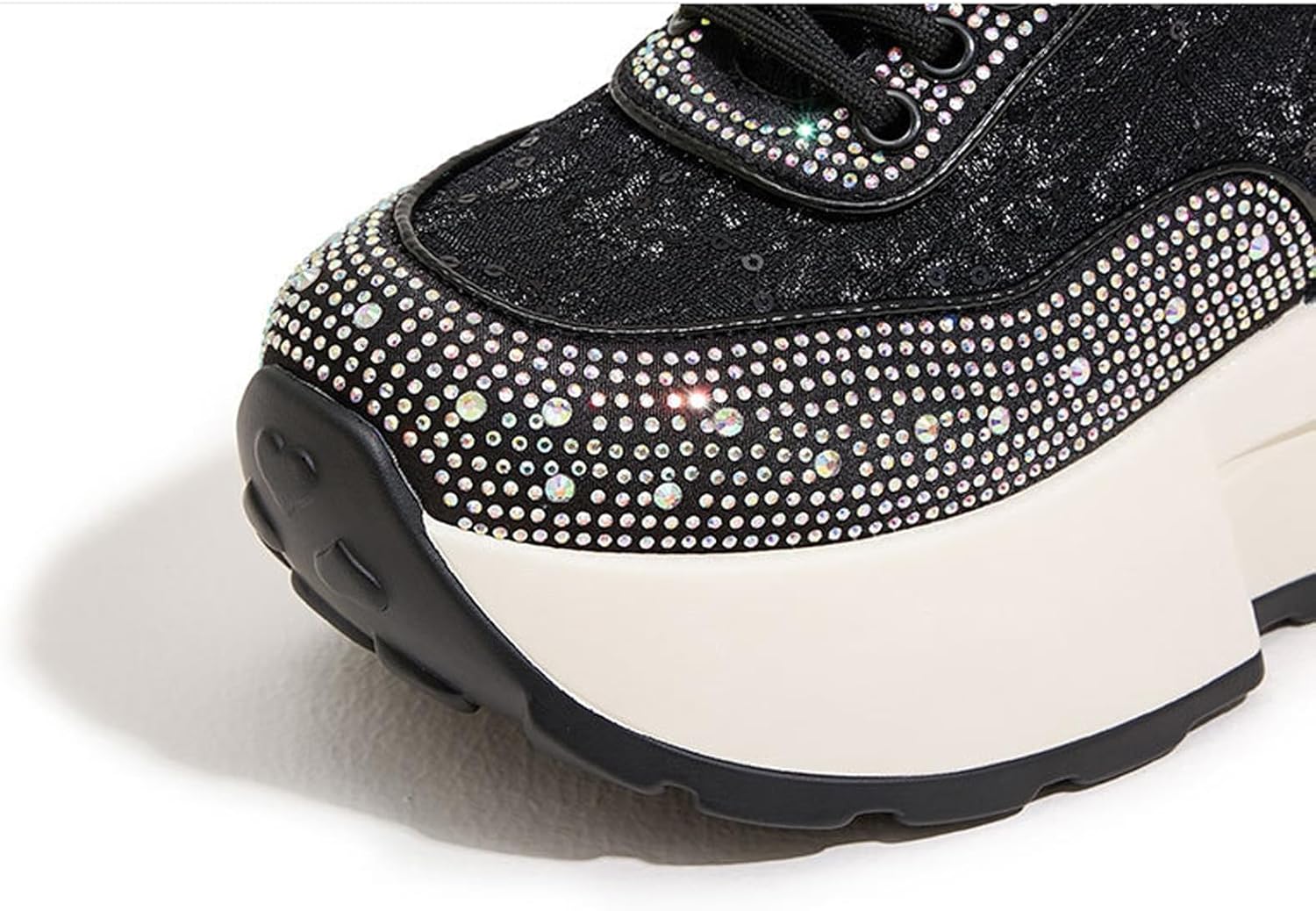 [トクとユウ] レディース スニーカー 厚底シューズ メッシュ キラキラ ウォーキングシューズ ラインストーン 魅せ美脚 身長アップ