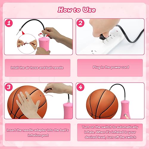 Miniatura 5 de AXHJ Bomba de aire eléctrica para globos largos y pelota deportiva, bomba de globo de aire eléctrica 2 en 1, inflador de globos para globos de