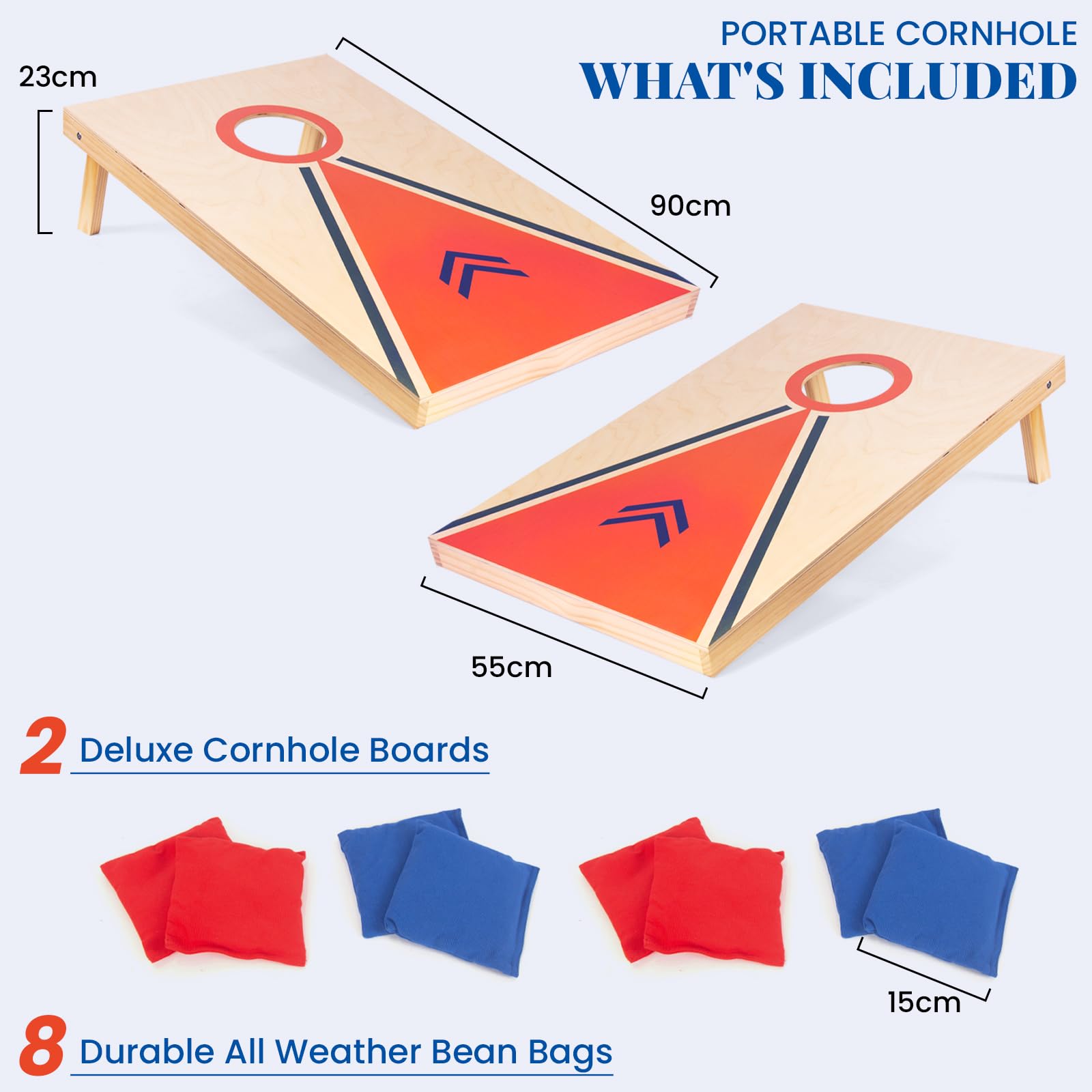 Cornhole Jeu de lancer de poufs – Rangement intégré, poignées de transport pratiques et 8 poufs de qualité supérieure