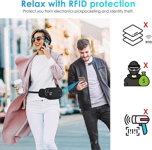 Miniatura 6 de AGPTEK Fanny Pack for Women Men, RFID Large Capacity Waist Wallet Bag, Adjustable & Waterproof Bum Belt Pouch for Travel, Running, Shopping, Hiking,