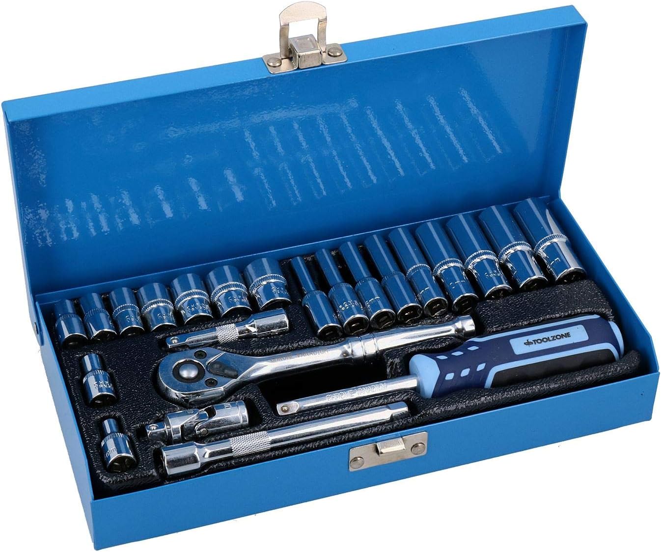 1/4" Drive 23pc Metric Socket Set Shallow Deep Sockets Ratchet Extensions UJ