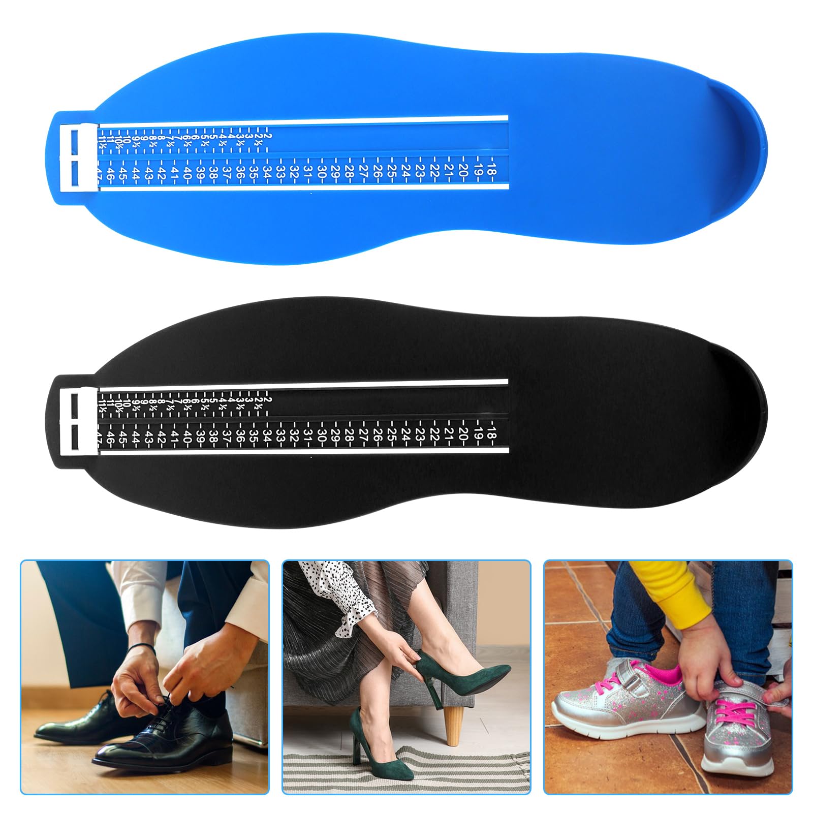 2pcs Pédimètre Adulte，Appareil de mesure des pieds，Pointure Chaussure Mesurer Pied Dispositif de Mesure，Règle de Mesure，pour Déterminer la Pointure 18 à 47 de la taille des chaussures