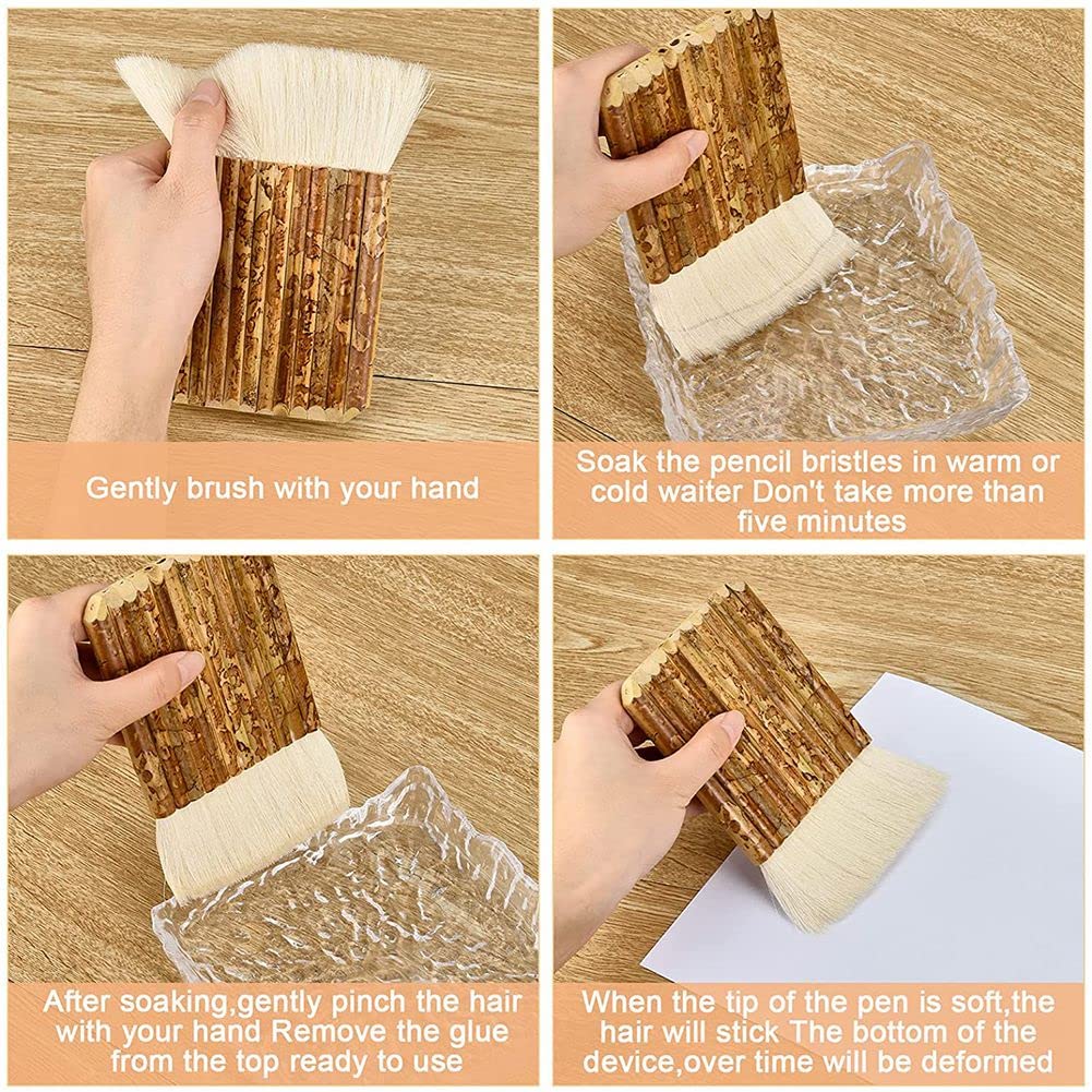 Asuinxurr Merlu Pinceau Mélangeur En 5 Tailles, Poils En Bambou, Larges Brosses, Pinceau Aquarelle Pour Kiln Wash, Nettoyage