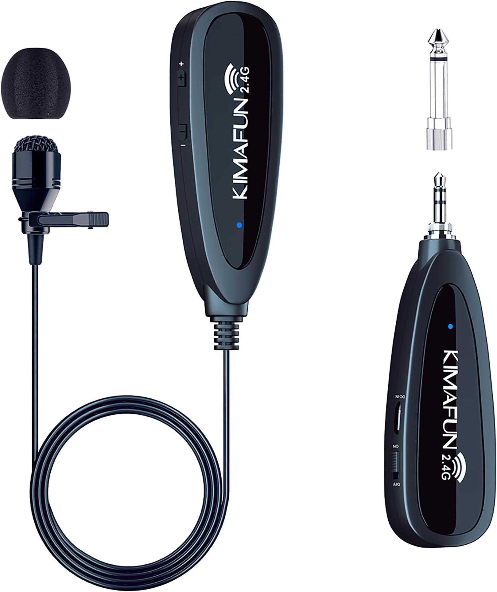 KIMAFUNWireless Lavalier Microphone System, 2.4G Wireless Lapel Microphone with 3.5mm Receiver for PC Laptop,iPhone,DSLR Camera,PA Speaker,YouTube,Podcast,Video Recording,Vlogging,Interview