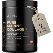 Marines Collagen Powder Type I Norwegian Wild Cart Dermatest + 34.8% Skin Moisture 95% Protein for Skin Hair Joints & Regeneration MSC Certified 300 g 60 Servings