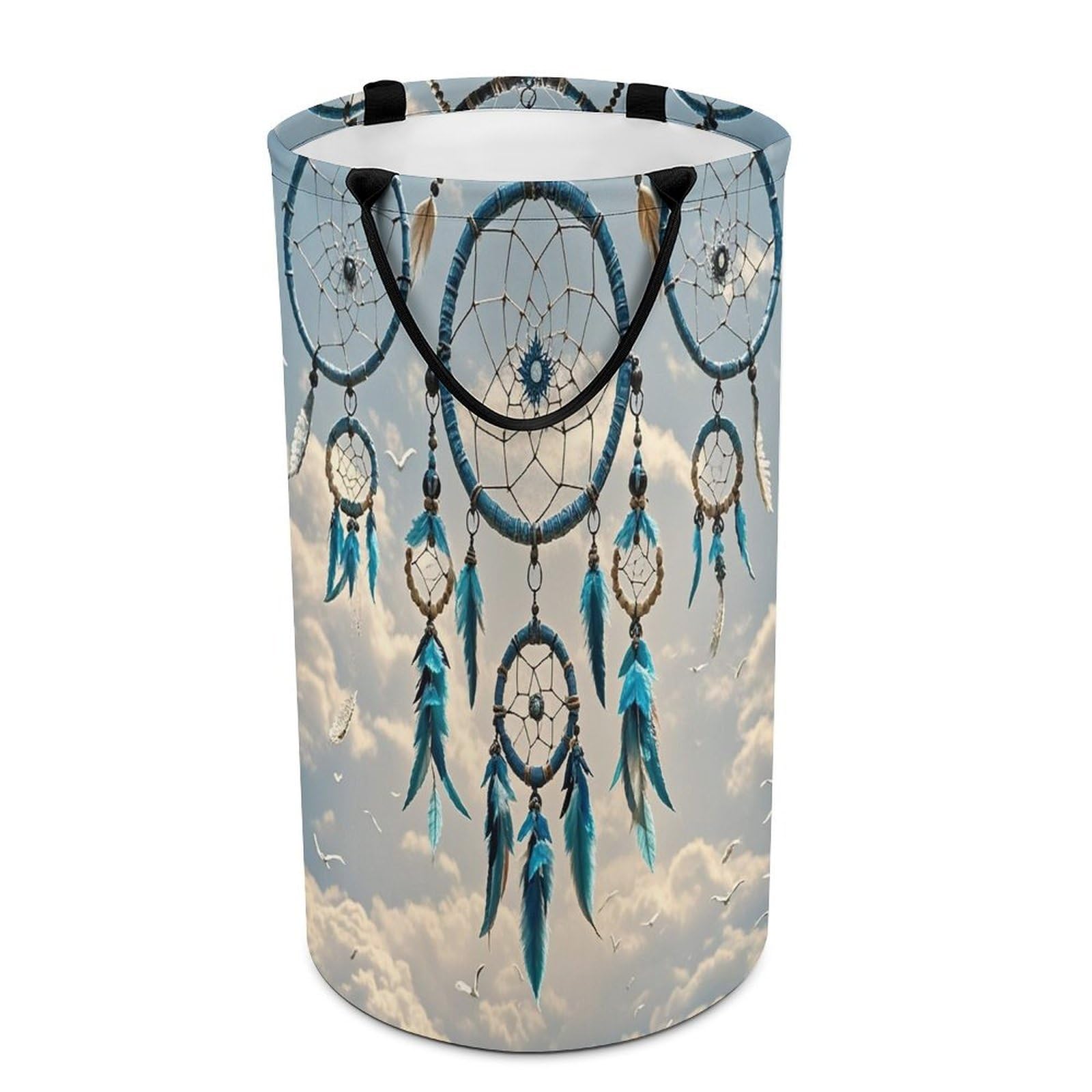 Native Dream Catcher Laundry Hamper Waterproof Clothes Basket Large Capacity Collapsible Laundry Basket Freestanding Clothes Hamper for Dorm Family Bathroom Decor Storage 86L