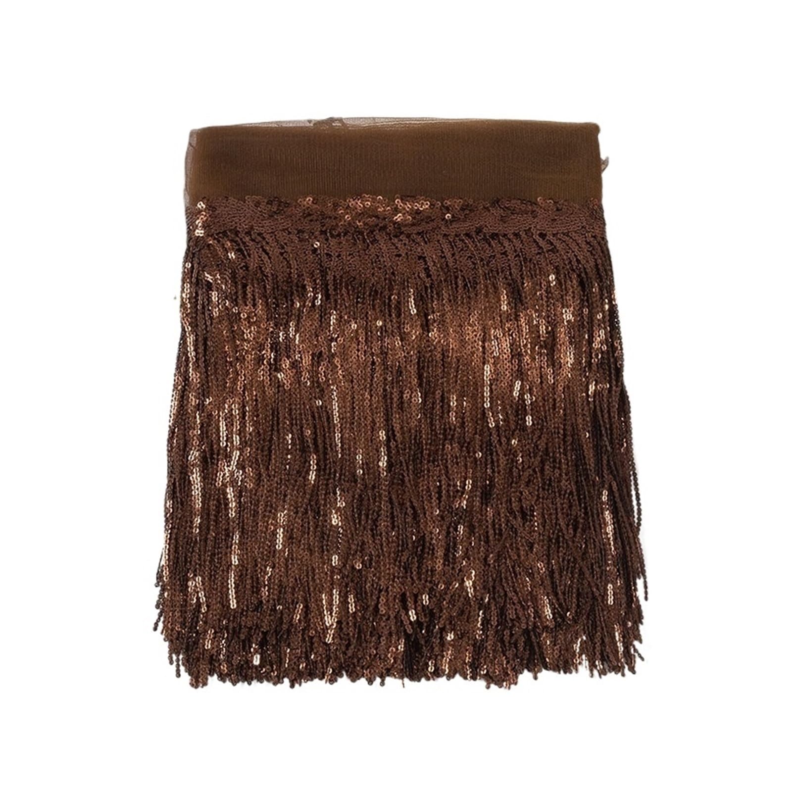30 cm Blatt Pailletten Fransen Spitze Quaste Trim Bühne Latin Dance Perlen Reihe Kleid Vorhang Ornamente hängende Blume FüR KostüMe Kleidung Basteln Handwerk(Brown,10 Yards)