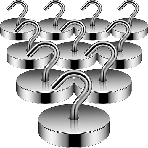 Miniatura 47 de Neosmuk - Ganchos magnéticos, elementos esenciales para cruceros, ganchos magnéticos resistentes de 40 libras+ para cabinas de crucero, plateado