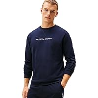 Tommy Hilfiger Uomo Felpa Track Top con Scollo Rotondo, Blu (Desert Sky)