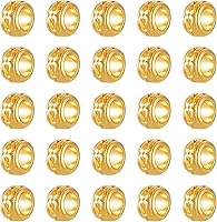 Vista 1 de KISSITTY 100 cuentas espaciadoras de Rondelle doradas antiguas con agujero grande de metal, cuentas sueltas de 0.236 pulgadas de diámetro