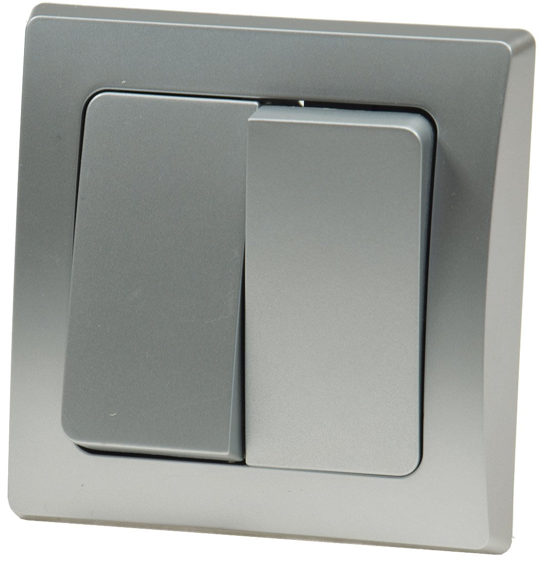 Delphi Presa Con Interruttore Incasso 250V 16A - Telaio Doppio Grigio Argento, Serie Elettrica