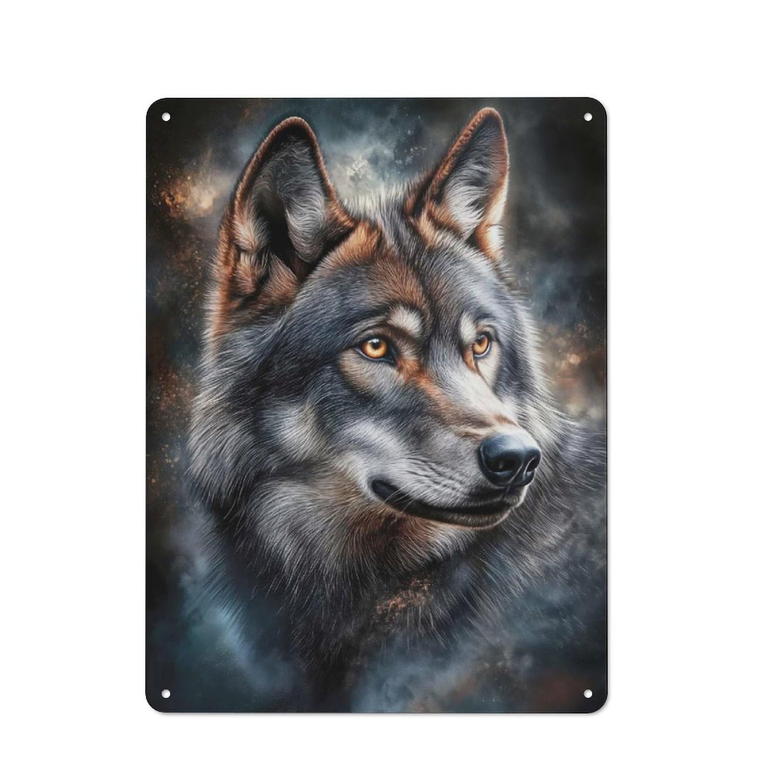 40x30cm Rustic Metal Sign with Wolf Portrait for Kitchen Or Home Bar, for Metal Sign Collectors, for Garage And Workshop Walls